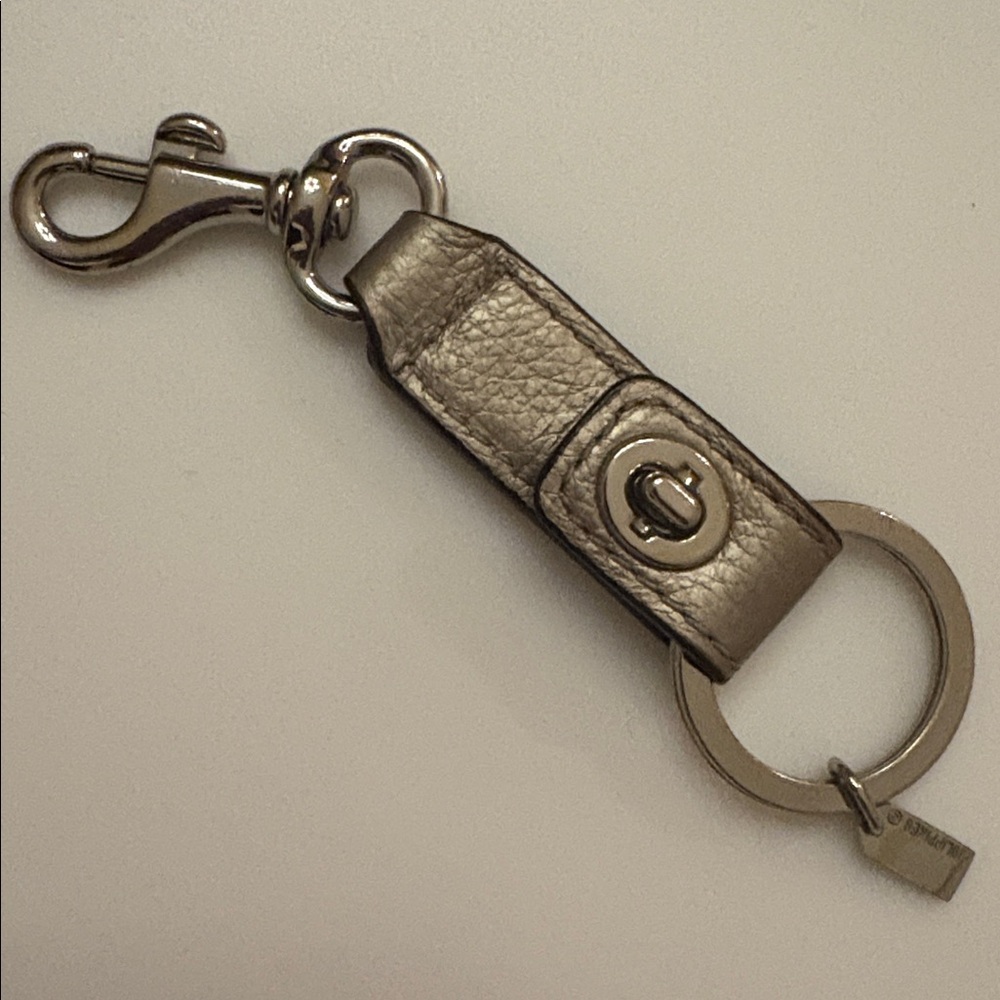 Coach Trigger Snap Bag Charm metallic silver double turnlock keychain Y2K ring - Picture 8 of 13